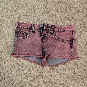 High Voltage Pink Dark Wash Jean Shorts Size 0